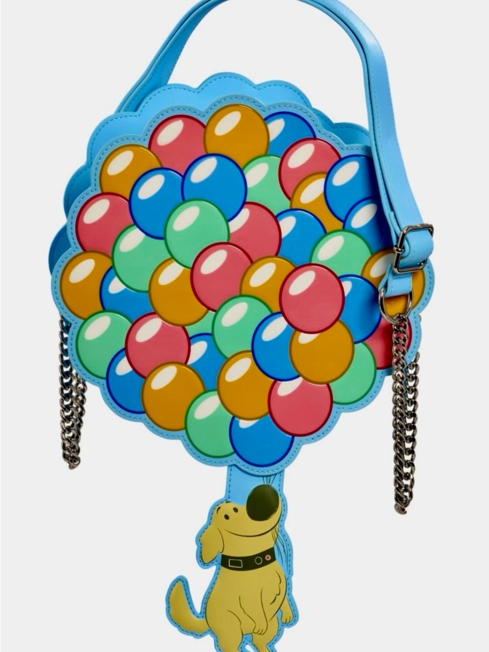 NEW Loungefly Disney Pixar UP Dug Balloons Dog Leash Chain Crossbody Bag Purse